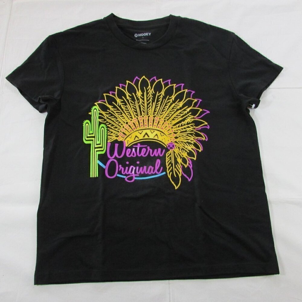 NWOT Hooey Women's Small Short Sleeve Western Original Graphic T-Shirt - Black